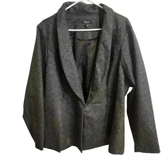 torrid Jackets & Blazers - Torrid Womens Blazer Jacket Size 4 Black Herringbone Sparkle Party 4X